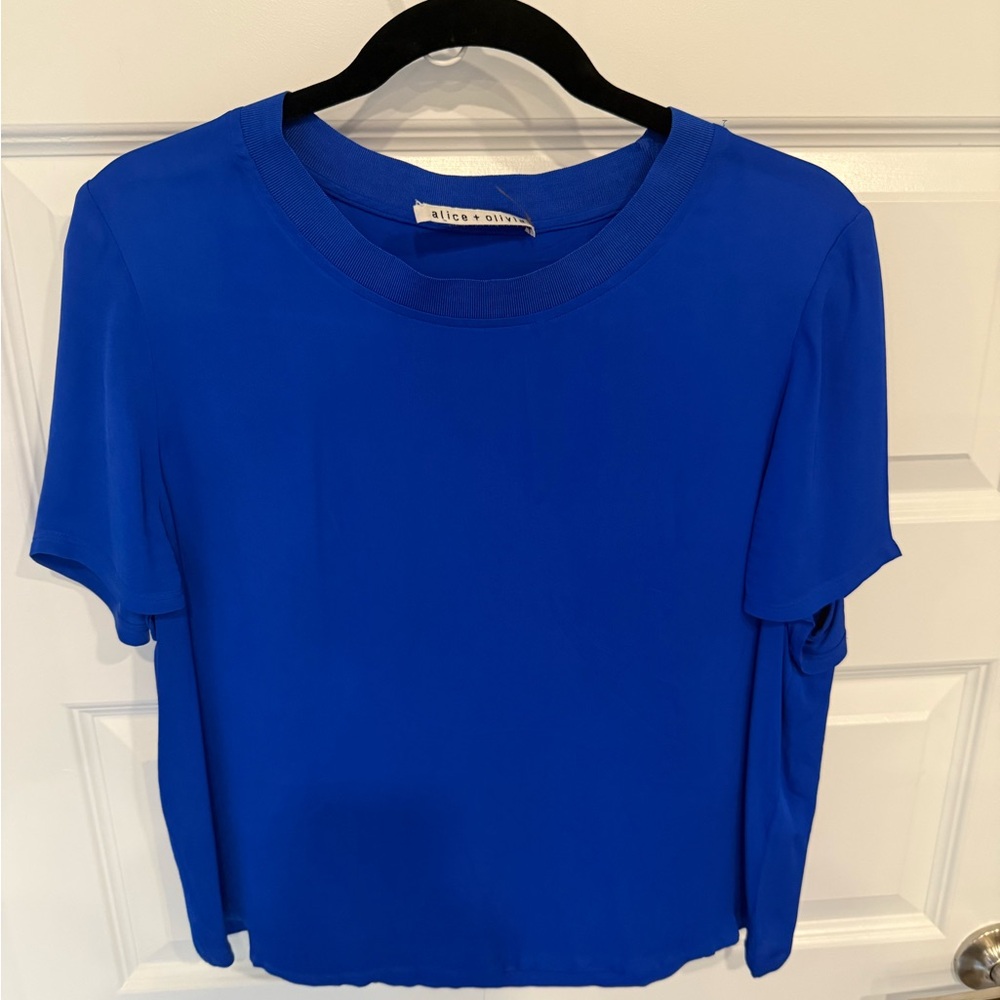 Alice + Olivia Cobalt Blue Short Sleeve Top